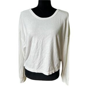 Aerie Women’s White Long Sleeve Terry Scrunch Back Crop Top Medium